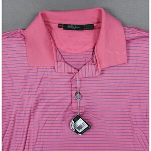 New Bobby Jones Mens Pink Stripe Short Sleeve 100% Cotton Casual Polo Shirt 2XL